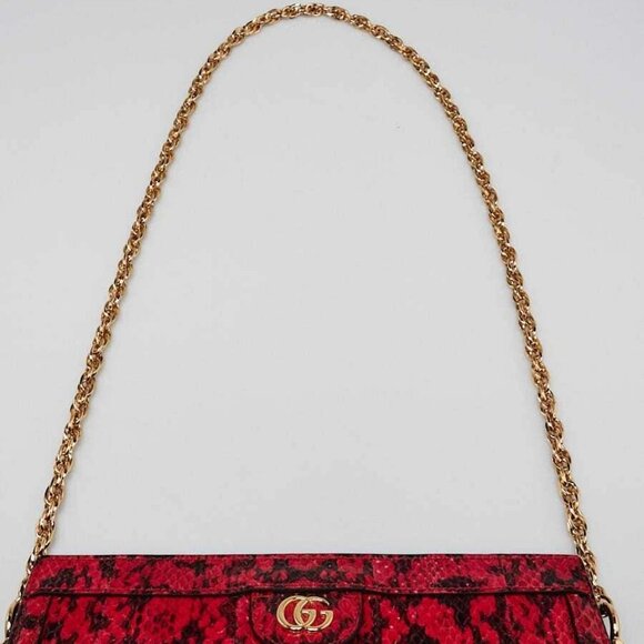 Gucci Red Snakeskin Ophidia Small Shoulder Bag - Picture 5 of 11